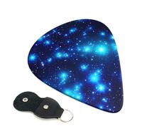 6 Pack Guitar Picks With Holder, Personalized Guitar Plectrums Non-Slip Electric Ukulele Bass Pick Blue Shining Stars Portable 0.96mm Guitar Accessories