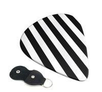 6 Pack Guitar Picks With Holder, Personalized Guitar Plectrums Non-Slip Electric Ukulele Bass Pick Black & White Stripe Portable 0.71mm Guitar Accessories