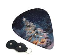 6 Pack Guitar Picks With Holder, Personalized Guitar Plectrums Non-Slip Electric Ukulele Bass Pick Christmas Tree Snow Portable 0.96mm Guitar Accessories