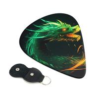 6 Pack Guitar Picks With Holder, Personalized Guitar Plectrums Non-Slip Electric Ukulele Bass Pick Chinese Dragon Portable 0.71mm Guitar Accessories