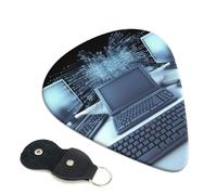 6 Pack Guitar Picks With Holder, Personalized Guitar Plectrums Non-Slip Electric Ukulele Bass Pick Computers And Internet Portable 0.96mm Guitar Accessories