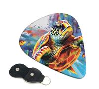 6 Pack Guitar Picks With Holder, Personalized Guitar Plectrums Non-Slip Electric Ukulele Bass Pick Colorful Sea Turtle Portable 0.96mm Guitar Accessories