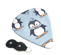 6 Pack Guitar Picks With Holder, Personalized Guitar Plectrums Non-Slip Electric Ukulele Bass Pick Cute Penguin Portable 0.96mm Guitar Accessories