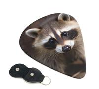6 Pack Guitar Picks With Holder, Personalized Guitar Plectrums Non-Slip Electric Ukulele Bass Pick Cub Raccoon Portable 0.71mm Guitar Accessories