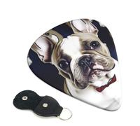 6 Pack Guitar Picks With Holder, Personalized Guitar Plectrums Non-Slip Electric Ukulele Bass Pick Cute French Bulldog Portable 0.71mm Guitar Accessories