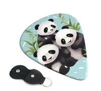 6 Pack Guitar Picks With Holder, Personalized Guitar Plectrums Non-Slip Electric Ukulele Bass Pick Cute Pandas Portable 0.46mm Guitar Accessories