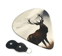 6 Pack Guitar Picks With Holder, Personalized Guitar Plectrums Non-Slip Electric Ukulele Bass Pick Deer On The Foggy Mountain Portable 0.71mm Guitar Accessories