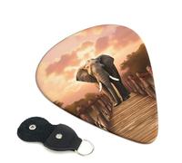 6 Pack Guitar Picks With Holder, Personalized Guitar Plectrums Non-Slip Electric Ukulele Bass Pick Elephant On A Bridge Portable 0.96mm Guitar Accessories