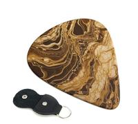 6 Pack Guitar Picks With Holder, Personalized Guitar Plectrums Non-Slip Electric Ukulele Bass Pick Golden Marble Portable 0.96mm Guitar Accessories
