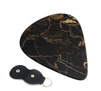 6 Pack Guitar Picks With Holder, Personalized Guitar Plectrums Non-Slip Electric Ukulele Bass Pick Gold Black Marble Portable 0.46mm Guitar Accessories