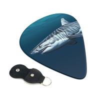 6 Pack Guitar Picks With Holder, Personalized Guitar Plectrums Non-Slip Electric Ukulele Bass Pick Great White Shark Portable 0.71mm Guitar Accessories