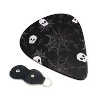 6 Pack Guitar Picks With Holder, Personalized Guitar Plectrums Non-Slip Electric Ukulele Bass Pick Halloween Goth Portable 0.46mm Guitar Accessories