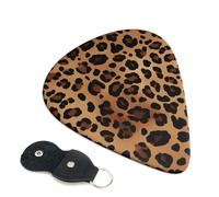 6 Pack Guitar Picks With Holder, Personalized Guitar Plectrums Non-Slip Electric Ukulele Bass Pick Leopard Print Portable 0.46mm Guitar Accessories