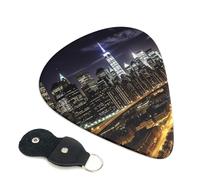 6 Pack Guitar Picks With Holder, Personalized Guitar Plectrums Non-Slip Electric Ukulele Bass Pick New York Night Portable 0.46mm Guitar Accessories