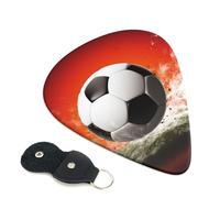 6 Pack Guitar Picks With Holder, Personalized Guitar Plectrums Non-Slip Electric Ukulele Bass Pick Soccer Ball Background Portable 0.96mm Guitar Accessories