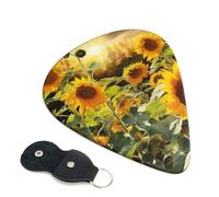 6 Pack Guitar Picks With Holder, Personalized Guitar Plectrums Non-Slip Electric Ukulele Bass Pick Sunflowers Portable 0.96mm Guitar Accessories
