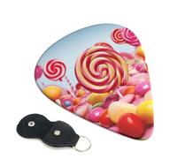6 Pack Guitar Picks With Holder, Personalized Guitar Plectrums Non-Slip Electric Ukulele Bass Pick Sweet Candy Portable 0.46mm Guitar Accessories