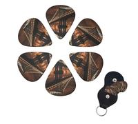 6 Pack Guitar Picks with Organizer Storage Box 0.46 0.96 0.7mm Custom Guitar Pick Set New York Manhattan Bridge Night Bass Pick Guitar Accessories