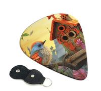 6 Pack Guitar Picks with Organizer Storage Box 3 Different Thickness Bird House Guitar Picks Plectrums for Bass Electric Acoustic Christmas Gifts Includes 0.46mm, 0.71mm, 0.96mm