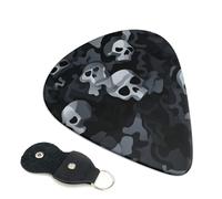 6 Pack Guitar Picks with Organizer Storage Box 3 Different Thickness Black and gray camouflage pattern Guitar Picks Plectrums for Bass Electric Acoustic Christmas Gifts Includes 0.46mm, 0.71mm, 0.96mm