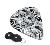 6 Pack Guitar Picks with Organizer Storage Box 3 Different Thickness Black and white swirl Guitar Picks Plectrums for Bass Electric Acoustic Christmas Gifts Includes 0.46mm, 0.71mm, 0.96mm