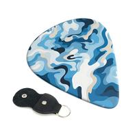 6 Pack Guitar Picks with Organizer Storage Box 3 Different Thickness Blue and White Camouflage Pattern Guitar Picks Plectrums for Bass Electric Acoustic Christmas Gifts Includes 0.46mm, 0.71mm, 0.96mm