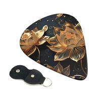 6 Pack Guitar Picks with Organizer Storage Box 3 Different Thickness Boho Gold Lotus Flowers Guitar Picks Plectrums for Bass Electric Acoustic Christmas Gifts Includes 0.46mm, 0.71mm, 0.96mm