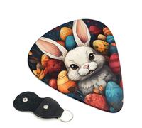 6 Pack Guitar Picks with Organizer Storage Box 3 Different Thickness Bunny Ears Guitar Picks Plectrums for Bass Electric Acoustic Christmas Gifts Includes 0.46mm, 0.71mm, 0.96mm