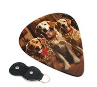6 Pack Guitar Picks with Organizer Storage Box 3 Different Thickness Christmas Dog Party Guitar Picks Plectrums for Bass Electric Acoustic Christmas Gifts Includes 0.46mm, 0.71mm, 0.96mm