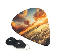 6 Pack Guitar Picks with Organizer Storage Box 3 Different Thickness Cloudy Sunset Sky Guitar Picks Plectrums for Bass Electric Acoustic Christmas Gifts Includes 0.46mm, 0.71mm, 0.96mm