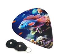 6 Pack Guitar Picks with Organizer Storage Box 3 Different Thickness Coral Reef Fish Aquarium Guitar Picks Plectrums for Bass Electric Acoustic Christmas Gifts Includes 0.46mm, 0.71mm, 0.96mm
