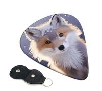 6 Pack Guitar Picks with Organizer Storage Box 3 Different Thickness Cute Fox in Winter Guitar Picks Plectrums for Bass Electric Acoustic Christmas Gifts Includes 0.46mm, 0.71mm, 0.96mm