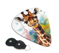 6 Pack Guitar Picks with Organizer Storage Box 3 Different Thickness Cute giraffe watercolor Guitar Picks Plectrums for Bass Electric Acoustic Christmas Gifts Includes 0.46mm, 0.71mm, 0.96mm