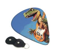6 Pack Guitar Picks with Organizer Storage Box 3 Different Thickness Dinosaur playing guitar Guitar Picks Plectrums for Bass Electric Acoustic Christmas Gifts Includes 0.46mm, 0.71mm, 0.96mm