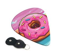 6 Pack Guitar Picks with Organizer Storage Box 3 Different Thickness Donuts on colorful background Guitar Picks Plectrums for Bass Electric Acoustic Christmas Gifts Includes 0.46mm, 0.71mm, 0.96mm