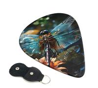 6 Pack Guitar Picks with Organizer Storage Box 3 Different Thickness Dragonfly flying on the pond Guitar Picks Plectrums for Bass Electric Acoustic Christmas Gifts Includes 0.46mm, 0.71mm, 0.96mm