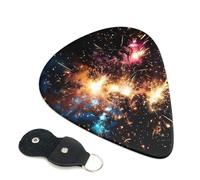 6 Pack Guitar Picks with Organizer Storage Box 3 Different Thickness Explosion Firework Guitar Picks Plectrums for Bass Electric Acoustic Christmas Gifts Includes 0.46mm, 0.71mm, 0.96mm