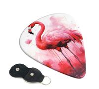 6 Pack Guitar Picks with Organizer Storage Box 3 Different Thickness Flamingo watercolor Guitar Picks Plectrums for Bass Electric Acoustic Christmas Gifts Includes 0.46mm, 0.71mm, 0.96mm