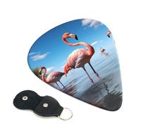 6 Pack Guitar Picks with Organizer Storage Box 3 Different Thickness Flock of Flamingos on The Beach Guitar Picks Plectrums for Bass Electric Acoustic Christmas Gifts Includes 0.46mm, 0.71mm, 0.96mm