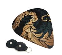 6 Pack Guitar Picks with Organizer Storage Box 3 Different Thickness Gold and black pattern Guitar Picks Plectrums for Bass Electric Acoustic Christmas Gifts Includes 0.46mm, 0.71mm, 0.96mm