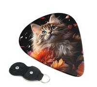 6 Pack Guitar Picks with Organizer Storage Box 3 Different Thickness Images of cats and flowers Guitar Picks Plectrums for Bass Electric Acoustic Christmas Gifts Includes 0.46mm, 0.71mm, 0.96mm