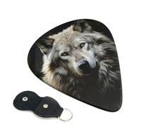 6 Pack Guitar Picks with Organizer Storage Box 3 Different Thickness Lone Wolf Guitar Picks Plectrums for Bass Electric Acoustic Christmas Gifts Includes 0.46mm, 0.71mm, 0.96mm