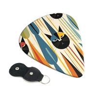 6 Pack Guitar Picks with Organizer Storage Box 3 Different Thickness Mid-Century Modern Art Cat Guitar Picks Plectrums for Bass Electric Acoustic Christmas Gifts Includes 0.46mm, 0.71mm, 0.96mm