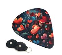 6 Pack Guitar Picks with Organizer Storage Box 3 Different Thickness Red Heart Guitar Picks Plectrums for Bass Electric Acoustic Christmas Gifts Includes 0.46mm, 0.71mm, 0.96mm