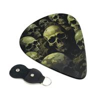 6 Pack Guitar Picks with Organizer Storage Box 3 Different Thickness Skull camouflage pattern Guitar Picks Plectrums for Bass Electric Acoustic Christmas Gifts Includes 0.46mm, 0.71mm, 0.96mm
