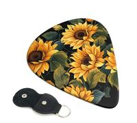 6 Pack Guitar Picks with Organizer Storage Box 3 Different Thickness Sunflowers Guitar Picks Plectrums for Bass Electric Acoustic Christmas Gifts Includes 0.46mm, 0.71mm, 0.96mm