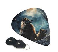 6 Pack Guitar Picks with Organizer Storage Box 3 Different Thickness Two Wolves Guitar Picks Plectrums for Bass Electric Acoustic Christmas Gifts Includes 0.46mm, 0.71mm, 0.96mm