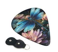 6 Pack Guitar Picks with Organizer Storage Box 3 Different Thickness Water lily and dragonfly Guitar Picks Plectrums for Bass Electric Acoustic Christmas Gifts Includes 0.46mm, 0.71mm, 0.96mm
