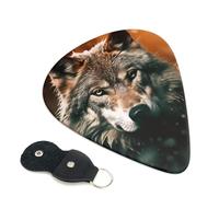 6 Pack Guitar Picks with Organizer Storage Box 3 Different Thickness Wolf in the forest at night Guitar Picks Plectrums for Bass Electric Acoustic Christmas Gifts Includes 0.46mm, 0.71mm, 0.96mm