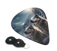 6 Pack Guitar Picks with Organizer Storage Box 3 Different Thickness Wolf in Winter Guitar Picks Plectrums for Bass Electric Acoustic Christmas Gifts Includes 0.46mm, 0.71mm, 0.96mm